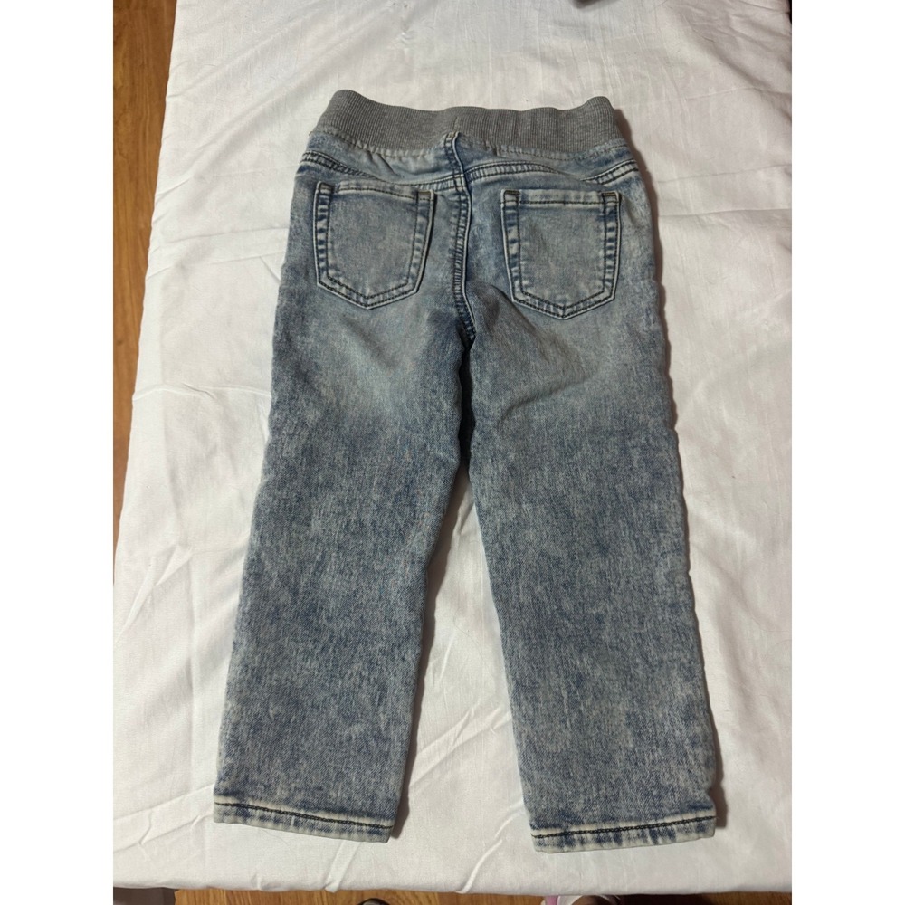 Wonder Nation Toddler Boys Acid Wash Pull On Jeans Grey Elastic Waist 3T